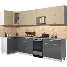 Готовая кухня Интерлиния Мила Gloss 50-12x29 (ваниль/асфальт глянец)