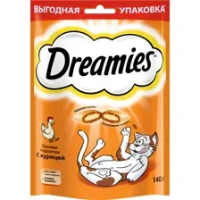 Лакомство Dreamies для взрослых кошек с курицей, 140 г