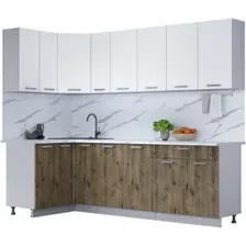 Готовая кухня Интерлиния Мила Лайт 1.2x2.5 (белый платинум/дуб веллингтон/белый гранит)