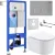 Унитаз подвесной Roxen Simple Compact в комплекте с инсталляцией StounFix Dual Fresh 6 в 1 919136 (кнопка: хром матовый)