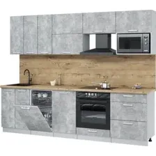 Готовая кухня Интерлиния Мила Лайт 2.7-ПМ4 (бетон/бетон/дуб бунратти)