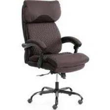 Кресло офисное Tetchair Chief metalBL кожзам/ткань (коричневый/коричневый стеганный)