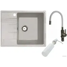 Кухонная мойка БелЭворс Mila R + смеситель W74004-3 + дозатор L405H (белый)