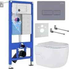 Унитаз подвесной Roxen Porto в комплекте с инсталляцией StounFix Dual Fresh 6 в 1 966779 (кнопка: се
