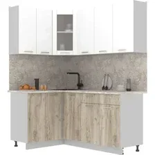 Готовая кухня Интерлиния Мила 12x18 (белый платинум/дуб серый/малага)