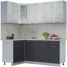 Готовая кухня Интерлиния Мила 12x19 (бетон лайт-антрацит-опал светлый)