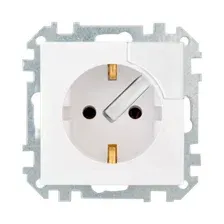 BYLECTRICA РС16-368 Розетка 1-ая (скрытая, с/з) с выталкивателем, белая, Стиль