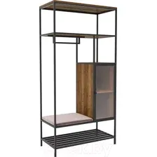 Стеллаж Hype Mebel Босс 100x200 (черный/дуб галифакс олово/велюр серый)