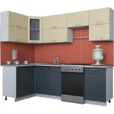 Готовая кухня Интерлиния Мила Gloss 60-12x25 (ваниль/асфальт глянец)