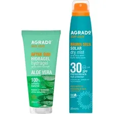 Набор косметики для тела Agrado Солнцезащитный сухой мист SPF 30Гель после загара Алоэ вера (2x200мл)