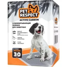 Одноразовая пеленка для животных Pet Respect С углем 60x60 (30шт)