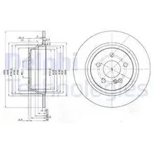 Тормозной диск DELPHI BG3757 полный , задняя ось