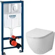 Унитаз подвесной Grossman GR-4455SQ + GROHE Rapid SL 38721001 (с сиденьем, с кнопкой)