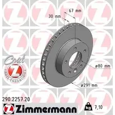 Тормозной диск ZIMMERMANN 290.2257.20 вентилируемый , передняя ось