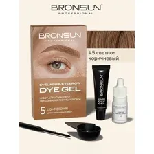Набор для домашнего окрашивания бровей и ресниц / гель-краска Bronsun Eyelash and Eyebrow Dye #5 Светло-Коричневый / Light Brown 12 мл