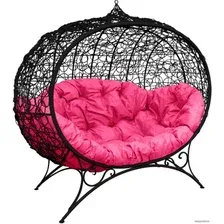 Садовый диван M-Group Улей на ножках 11220408 (черный ротанг/розовая подушка)