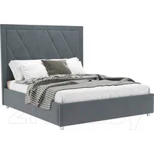 Двуспальная кровать Mebel-Ars Треви 160 (велюр серо-синий HB-178 26)