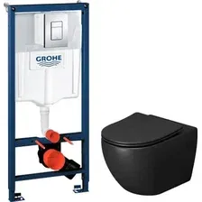 Унитаз подвесной Grossman GR-4411BMSQ + GROHE Rapid SL 38772001 (с кнопкой)