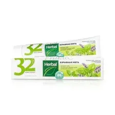 Паста зубная 32 ЖЕМЧУЖИНЫ Herbal Взрывная мята, 100 г