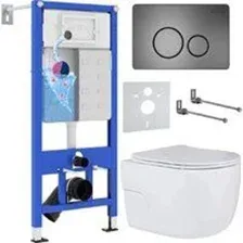 Унитаз подвесной Roxen Porto One Rimless 6 в 1 StounFix Dual Fresh 627320 (оружейная сталь/металл)