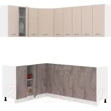 Готовая кухня Кортекс-мебель Корнелия Лира 1.5x2.0 без столешницы (капучино/оникс)