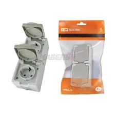 Розетка двойная 2П3 (вертикальная) открытой установки IP54 16А Вуокса TDM