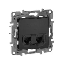 IEKETIKA Розетка компьютерная двойная RJ45 категория 5Е UTP 6726551 антрацит IEK