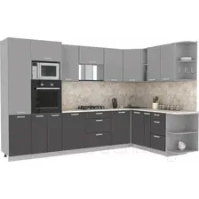 Готовая кухня Интерлиния Мила Лайт 1.88x3.2 правая (серебристый/антрацит/малага)