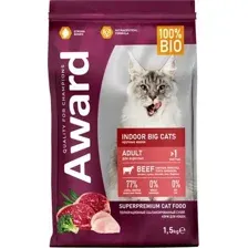 Сухой корм для кошек Award Indoor Big Cats с говядиной и курицей с добавлением брокколи (1.5кг)