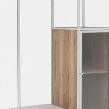 Стеллаж Hype Mebel Босс 120x200 (белый/дуб галифакс натуральный/велюр серый)