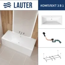 Ванна Lauter Oasis 190x90 21203090 (с каркасом и сифоном 21Y11021 матовый черный)