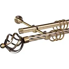 Карниз для штор АС ФОРОС Grace D19К/19Г + наконечники Булава (2.4м, антик)