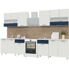 Готовая кухня Горизонт Trend 2600 (холст молоко/холст сапфир)