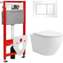 Унитаз подвесной с инсталляцией Lauter Vortex 2110830 + TECE Kit 9400413 с кнопкой (белый)