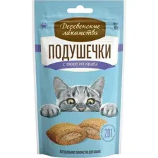 Лакомство для кошек Деревенские лакомства Подушечки с пюре из краба 30 г