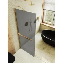 Душевая стенка MaybahGlass 69x195 / MGD-724-3ш (графитовое матовое стекло/золотой)