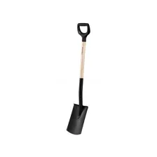 Лопата штыковая с закругленным лезвием и дер. черенком FISKARS (черная)