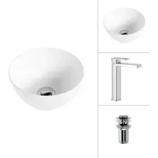 Умывальник Lauter 21601E + Cascade 21СК0655C с донным клапаном 21190CH (хром)