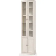 Шкаф-витрина Олмеко В-18 М со стеклом (вудлайн кремовый/белый/Masa Decor аруша венге/Masa Decor аруша венге)