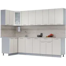 Готовая кухня Интерлиния Мила 12x28 (персидский жемчуг/персидский жемчуг/травертин серый)