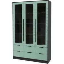 Шкаф-витрина Интерлиния Концепт КТ-ШВ3 Техно (антрацит/мята)