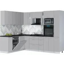 Готовая кухня Интерлиния Мила Gloss 1.896х2.68 (грей/грей/кастилло темный)