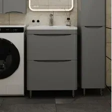 Symbolite Тумба под умывальник Бергамо мини 60 Люкс Plus 2 ящика + Каре Люкс Мини 60х35 (серый)