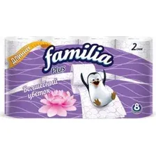 FAMILIA PLUS бумага туалетная белая двухслойная Волшебный цветок 8шт