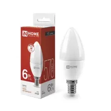 Светодиодная лампочка In Home LED-Свеча-VC 6Вт 230В Е14 4000К 570Лм 4690612020396