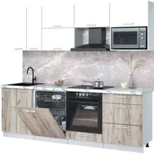 Готовая кухня Интерлиния Мила Лайт 2.4-ПМ2 (белый платинум/дуб серый/белый гранит)