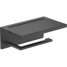 Держатель для туалетной бумаги Aquatek Либра AQ4309MB (с полкой, черный матовый)