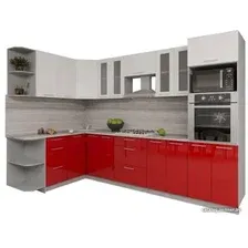 Готовая кухня Интерлиния Мила Gloss 1.68x3.0 левая (белый-красный)