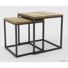 Журнальный столик Hype Mebel Дуэт 40x50-100 (черный/дуб галифакс натуральный)