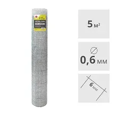 Сетка сварная оцинкованная LIHTAR МИНИ (0.6 мм, 6 x 6 мм) 1 x 5 м